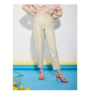 Beige Trousers Outlet Faux Leather pants